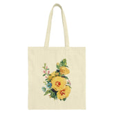 Floral Tote Bag, Yellow Flower Design, Botanical Art Bag, Vintage Flower Print, Everyday Carry Bag, Stylish Tote Bag - Tawshia